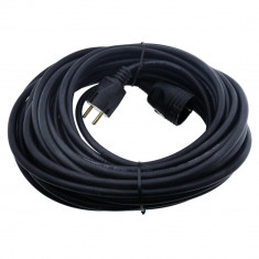 Cablu prelungitor, lungime 25m, pentru alimentare electrica, cu stecher si cupla cauciucate, material bachelita, negru