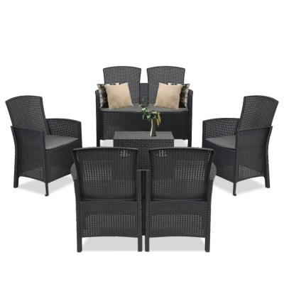 Set de mobilier de grădină Lima II cu 6 locuri, grafit foto