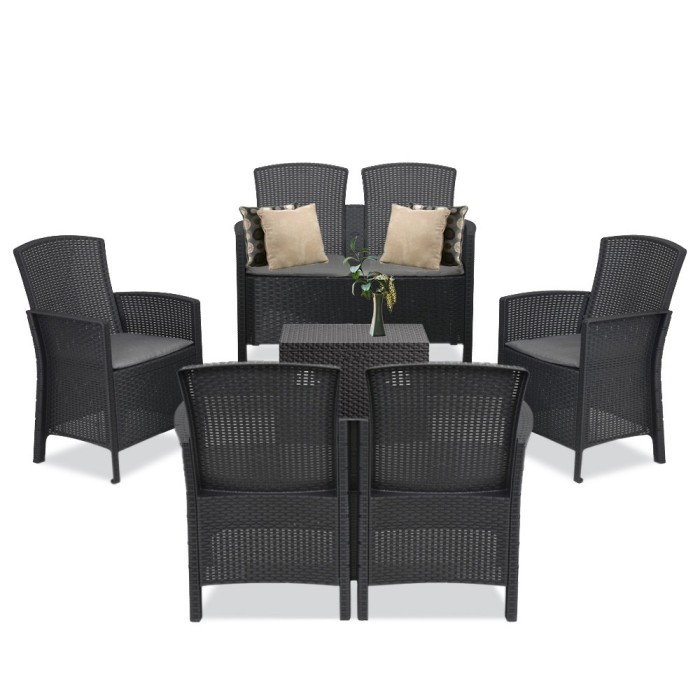 Set de mobilier de grădină Lima II cu 6 locuri, grafit