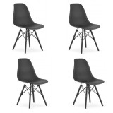 Cumpara ieftin Set 4 scaune stil scandinav, Artool, Osaka, PP, lemn, negru, 46x54x81 cm