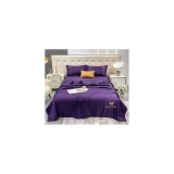 Cumpara ieftin Lenjerie de Pat din Matase cu Pilota, 4 Piese pentru Pat Dublu - Mov - SIPRJ-01