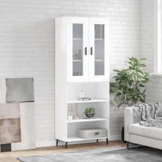 vidaXL Dulap inalt, alb extralucios, 69,5x34x180 cm, lemn compozit foto