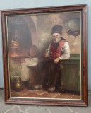 Ulei pe p&acirc;nză,o lucrare veche semnata, Portrete, Realism