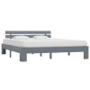 Cadru de pat cu tablie, gri, 160x200 cm, lemn masiv de pin