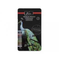 Set 12 creioane culori metalice, in cutie metalica, Fine Art, Nassau