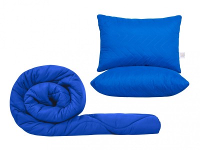 Set pilota 180x200cm, 250gsm + 2 perne UNI matlasate 50x70cm, albastru Relax KipRoom foto