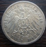 (A720) MONEDA DIN ARGINT GERMANIA, PRUSIA - 3 MARK 1910, LIT. A, WILHELM II, Europa