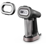 Aparat de calcat vertical TEFAL Pure Force DT8765E0, 1800W, 90g/min, 70ml, talpa ceramica, roz-gri