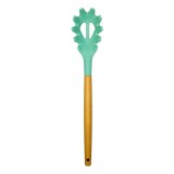Spatula YJJY08, pentru paste, silicon + lemn, verde, 31.7 x 6.3 cm