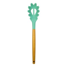 Spatula YJJY08, pentru paste, silicon + lemn, verde, 31.7 x 6.3 cm foto