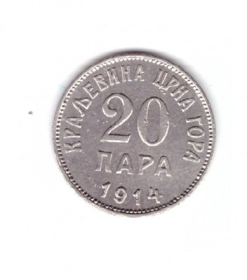 Moneda Muntenegru 20 para 1914, stare buna, curata foto