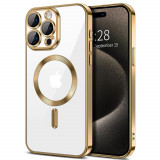 Cumpara ieftin Husa pentru iPhone 15 Pro, Techsuit Luxury Crystal MagSafe, Gold
