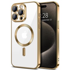 Husa pentru iphone 16 pro, atasare magnetica, magsafe, gold foto