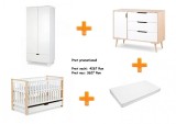 Cumpara ieftin Set mobilier camera bebe Klups IWO alb natur cu patut, dulap si saltea