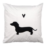 Cumpara ieftin Perna decorativa Catelusi textil alb negru 45x45x4 cm