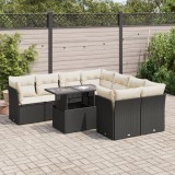 Cumpara ieftin Gossi set mobilier de gradina cu perne, 9 piese, negru, poliratan