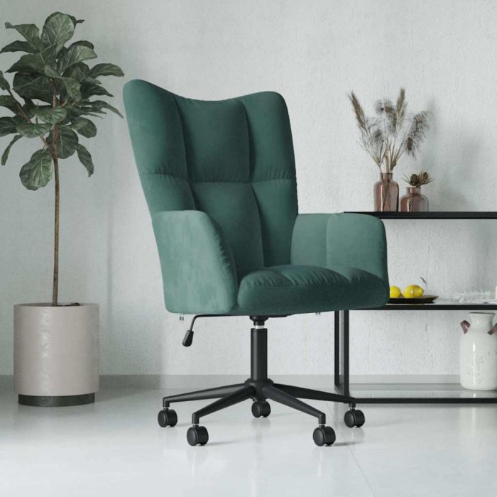 vidaXL Scaun de relaxare, verde &icirc;nchis, catifea