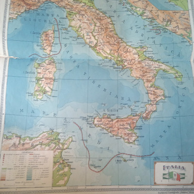 Harta interbelica Italia din Atlasul G-ral. C. Teodorescu (ed. 1928) foto