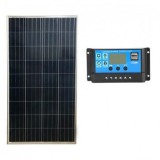 Cumpara ieftin Panou Solar 100W, 101x67cm + Controler Solar 30A, 12/24V. Ideal Rulota, Barca, Camping. Kit Solar Fotovoltaic