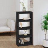 VidaXL Bibliotecă/Separator cameră negru 60x30x135,5 cm lemn masiv pin