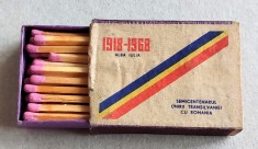 1918-1968 Unirea Transilvaniei cu Romania - cutie chibrituri romanesti din lemn