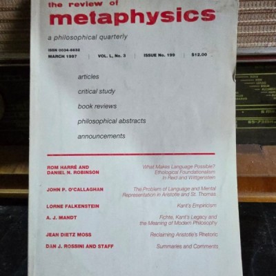 The review of Metaphysics Vol. I, Nr. 3 Martie 1997 foto