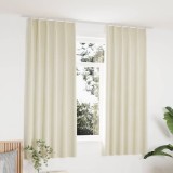 Draperii opace cu c&acirc;rlige, 2 buc., crem, 140x175 cm, catifea
