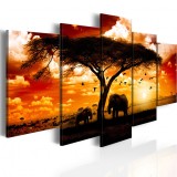 Cumpara ieftin Tablou - Flock of birds over the savannah 200x100 cm