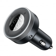 Modulator Bluetooth 5.0 Baseus Enjoy Car LED Wireless 2 x USB / Mufă Jack 3,5 mm Încărcător MP3 Bluetooth 5.0 3.4A Negru CCLH-01