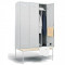 Vestiar metalic Premium 3 usi compartimentate si bancuta 1200x750x2200 mm (LxlxH), Neasamblat, PLUS