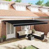 VidaXL Cortina Retractabilă Manual Negru 500x300 cm țesătură
