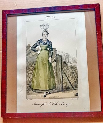 G28-Grafica Franta anii 1800- Jeune Fille de Vilers Bocage. foto