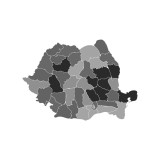 Harta decorativa pentru perete Romania judete gri, PVC rezistent la apa, 50x70 cm