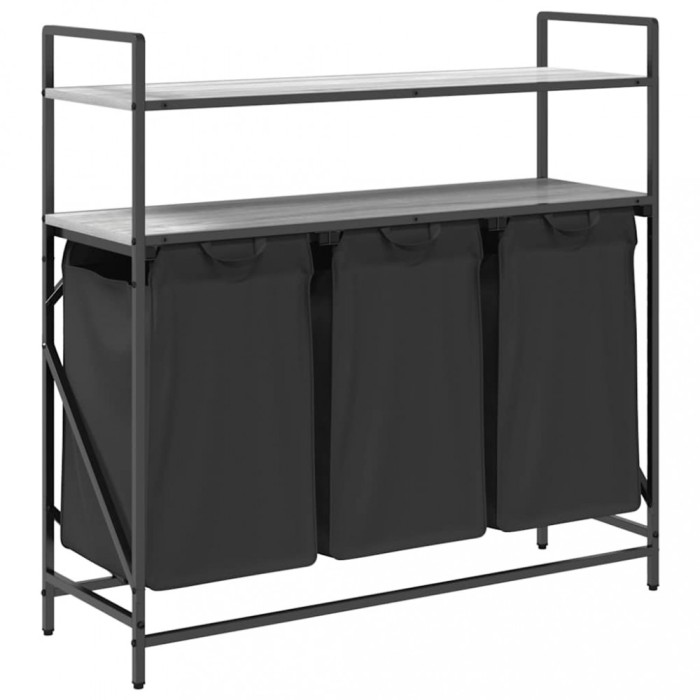 Cos de rufe 3 compartimente cu rafturi sonoma gri