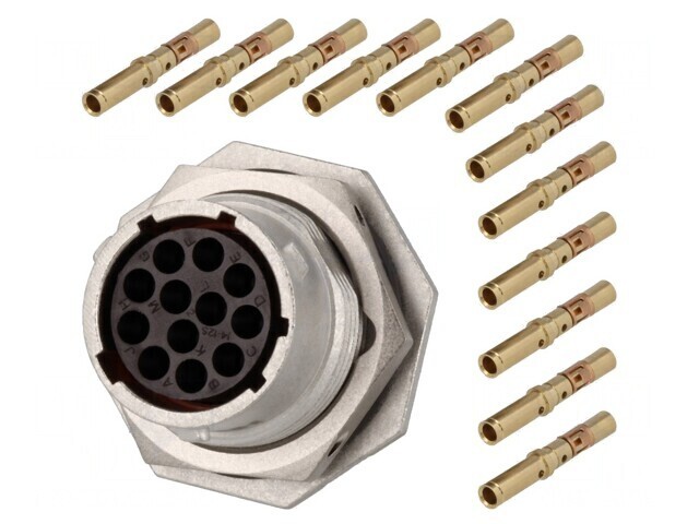 Conector Circular RT360 Mamă Crimpat 12 PIN 13A