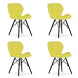 Set 4 scaune stil scandinav, Artool, Lago Velvet, catifea, lemn, galben si negru, 47x52x73.5 cm, Leobert