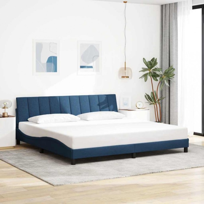 vidaXL Cadru de pat fără saltea, Hanko, albastru, 200x200 cm, textil 3310418