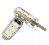 Set 2 Becuri Led W5W T10 Albastru 6 Smd Silicon