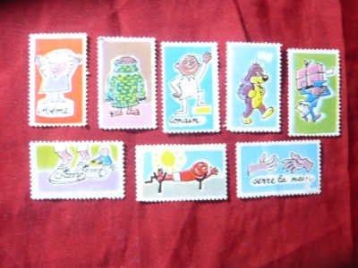 8 Vignete Franta anii &amp;#039;60 -Turism si Desene Animate (una cu defect) foto
