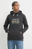 Rip Curl bluza DOWN THE LINE barbati, culoarea gri, cu glugă, cu imprimeu, 06HMFL