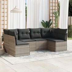 vidaXL Set canapele de gradina cu perne, 6 piese gri deschis poliratan foto