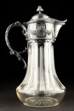 Carafa Art Nouveau din cristal si montura argintata, Franta, cca. 1900