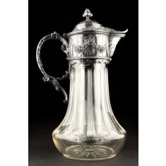 Carafa Art Nouveau din cristal si montura argintata, Franta, cca. 1900