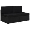 Canapea modulară cu 2 locuri, negru, poliratan, vidaXL
