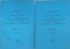 INDICATOR DE NORME DE DEVIZ PENTRU LUCRARI DE REPARATII DE INSTALATII ELECTRICE LA CONSTRUCTII VOL.1-2 RPE -240076