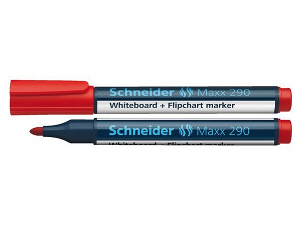 Marker Schneider Maxx 290, Pentru Tabla De Scris+flipchart, Varf Rotund 2-3mm - Rosu