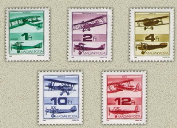 Ungaria 1988 - istoria aviatiei, uzuale, serie neuzata