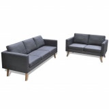 VidaXL Set canapele cu 2 locuri și 3 locuri, textil, gri &icirc;nchis