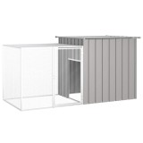 Coteț pentru păsări, gri, 200x91x100 cm, oțel galvanizat
