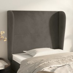 vidaXL Tăblie de pat cu aripioare gri &icirc;nchis 83x23x118/128 cm catifea 3117707